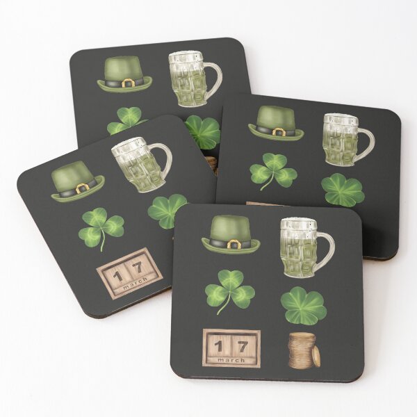 Item preview, St Patrick's Day Set - Clover, Beer, Gold Coins, Hat and Calendar designed and sold by Alicia Chee.