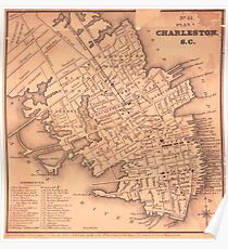 Vintage Map of Charleston South Carolina (1849) Poster