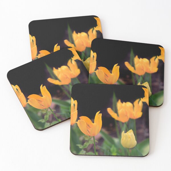 Item preview, Yellow tulips on black background designed and sold by olena2552.