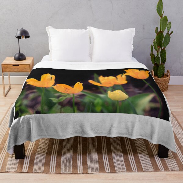 Item preview, Yellow tulips on black background designed and sold by olena2552.