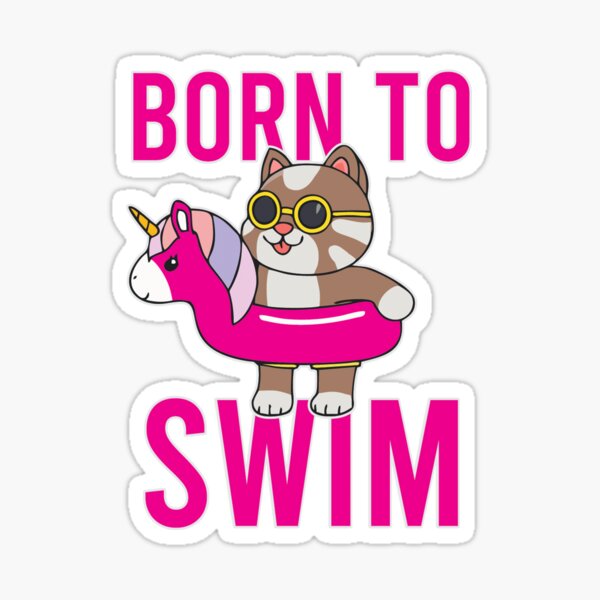 Cat, Born to Swim, Water Sticker