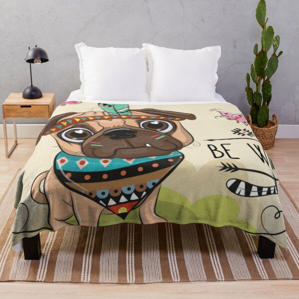 Item preview, Be Wild Lindo perro Pug tribal con plumas designed and sold by WearWolfDesigns.