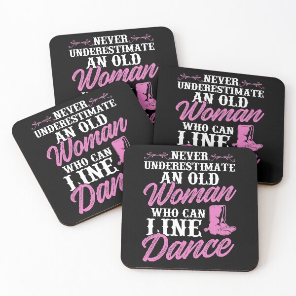 Artikelvorschau, Unterschätze niemals eine alte Frau, die Line Dance kann entworfen und verkauft von SuperStuffStore.