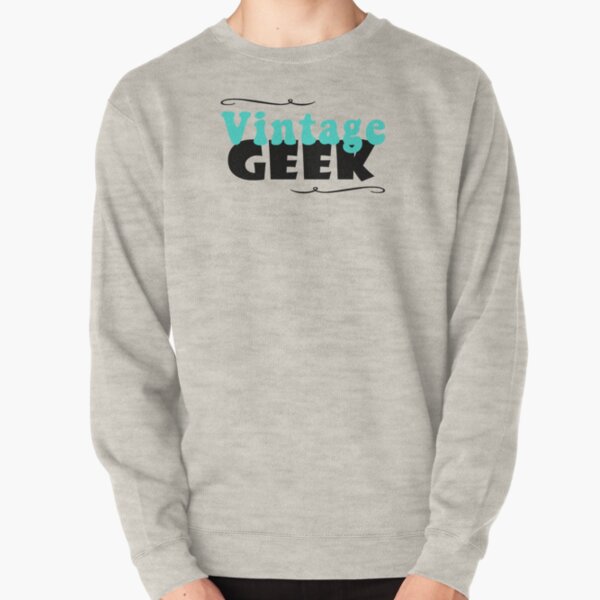 Vintage Geek Retro Typography Aqua Turquoise Blue & Black Pullover Sweatshirt