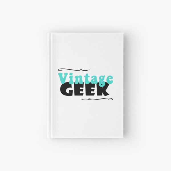 Vintage Geek Retro Typography Aqua Turquoise Blue & Black Hardcover Journal