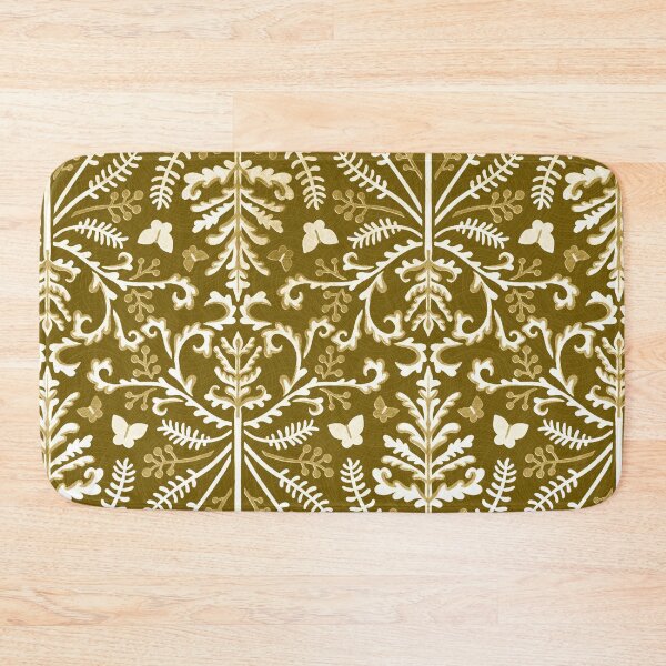 Item preview, Mustard & White Grass Demask designed and sold by TigaTiga.
