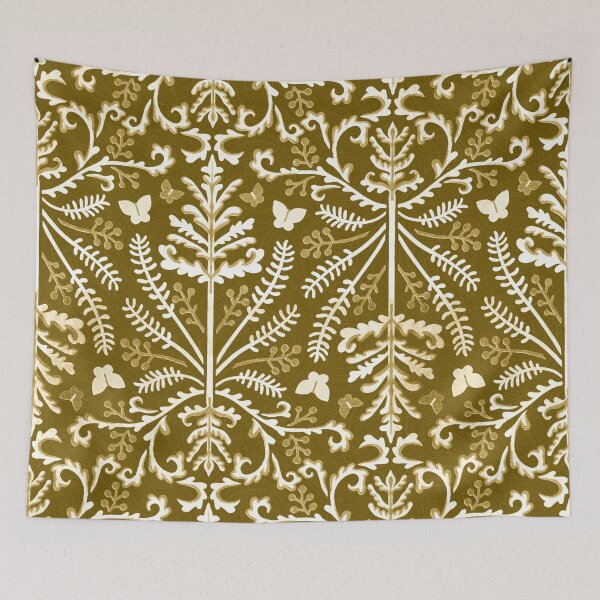Item preview, Mustard & White Grass Demask designed and sold by TigaTiga.