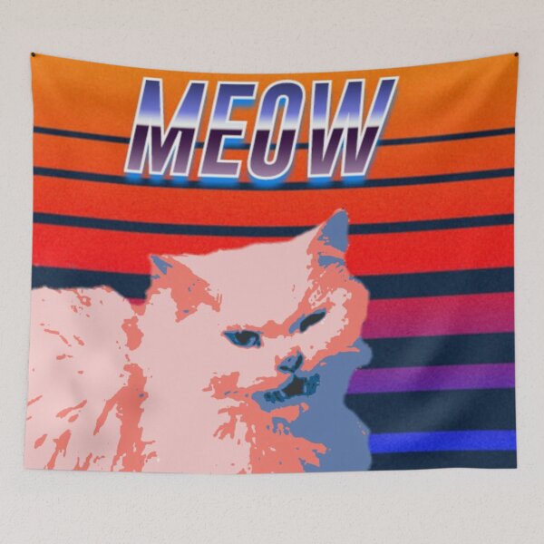 Aperçu de l'œuvre chat retrowave des années 80 créée et vendue par Cyberomiz.