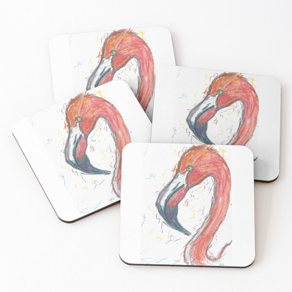 Item preview, Pink flamingo drawing in oil pastel designed and sold by DebTheZeb.