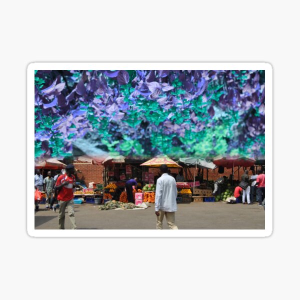 Vista previa del artículo con la obra «Mercado de Blantyre florecido azul», diseñado y vendido por JessicaMhone.