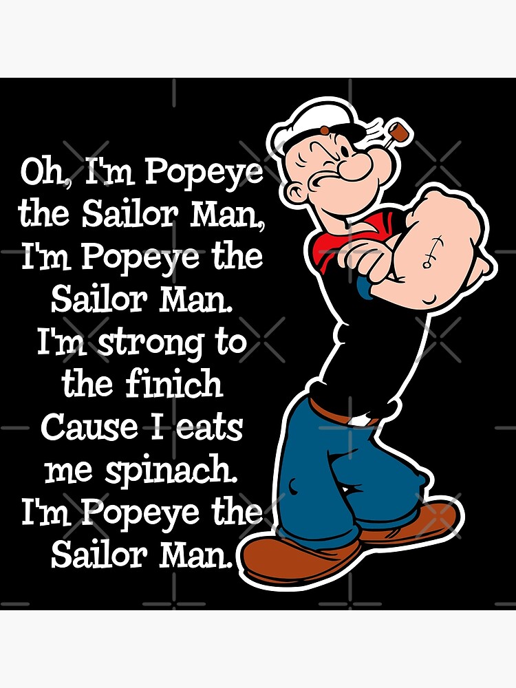 "Popeye The Sailor Man Song" Poster for Sale by alhern67 Redbubble