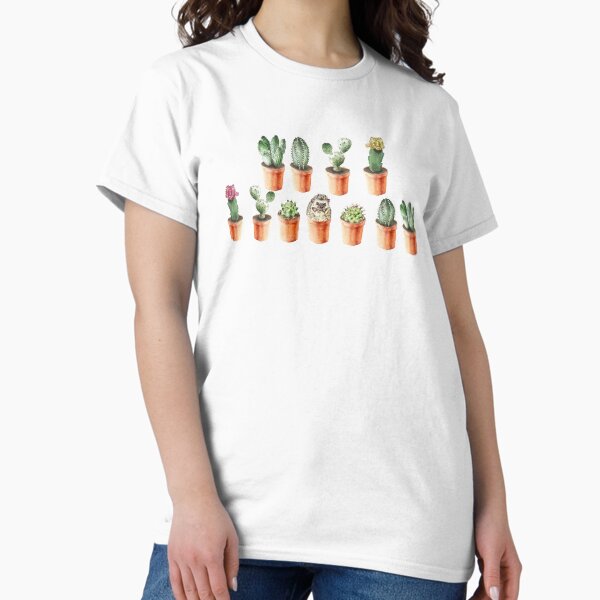Cacti and Hedgehog in Terra Cotta Pots Classic T-Shirt