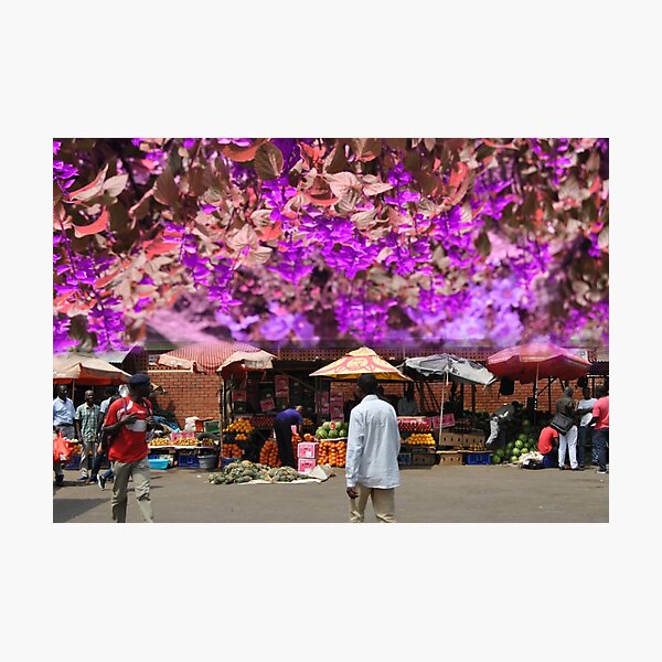 Vista previa del artículo con la obra «Mercado de Blantyre florecido rojo», diseñado y vendido por JessicaMhone.