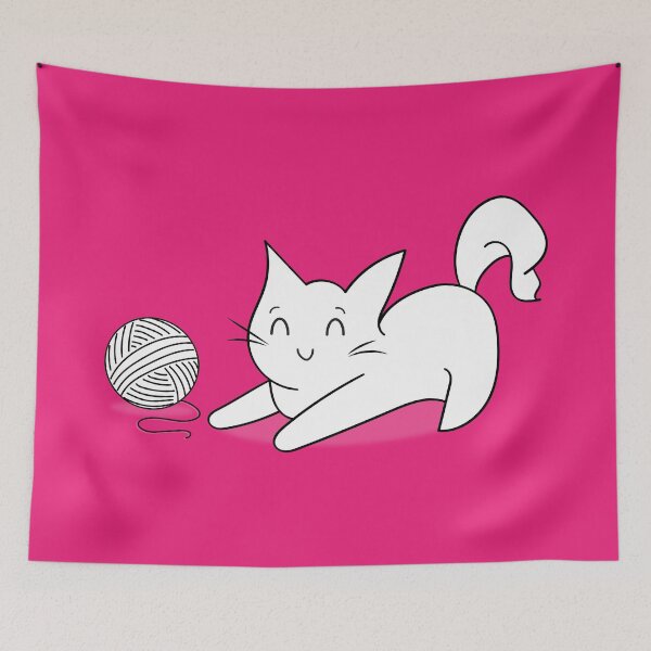 Item preview, Cute kitty playing with the yarn ball designed and sold by MudPuppet.