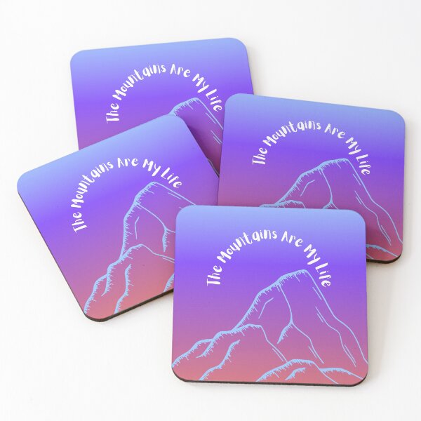 Item preview, The Mountains Are My Life/Blue Mountains in Gradient Blue, Purple, Peach Sky designed and sold by ShaunSandhu.