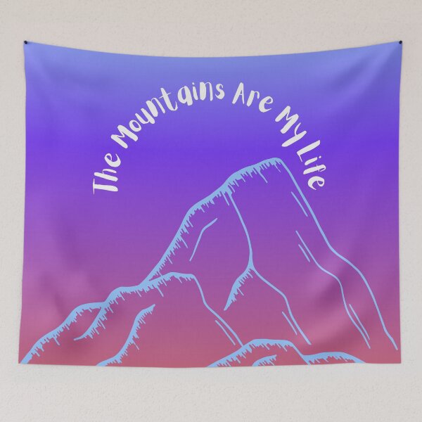 Item preview, The Mountains Are My Life/Blue Mountains in Gradient Blue, Purple, Peach Sky designed and sold by ShaunSandhu.