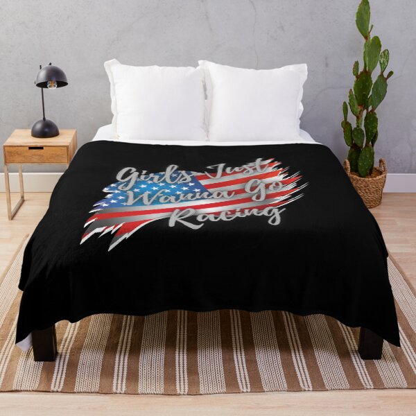 Item preview, Girls Just Wanna Go Racing American Flag USA Race Track Dirt Track Drag Strip Street Race Nascar designed and sold by CarantinedChaos.
