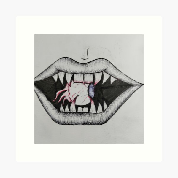 Vampire with an eye in their mouth Art Print