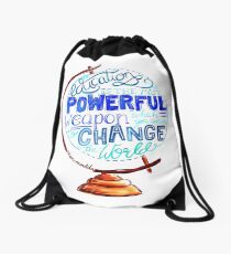 Mochila saco Nelson Mandela - Education Change The World, Tipografía Vintage Globe Design