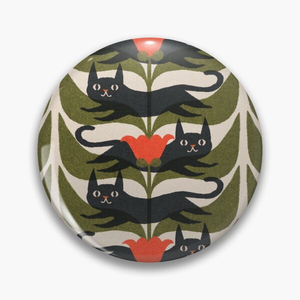 Item preview, Cute Retro Black tulip flower cat in repeat designed and sold by Giddygoatthe3rd.
