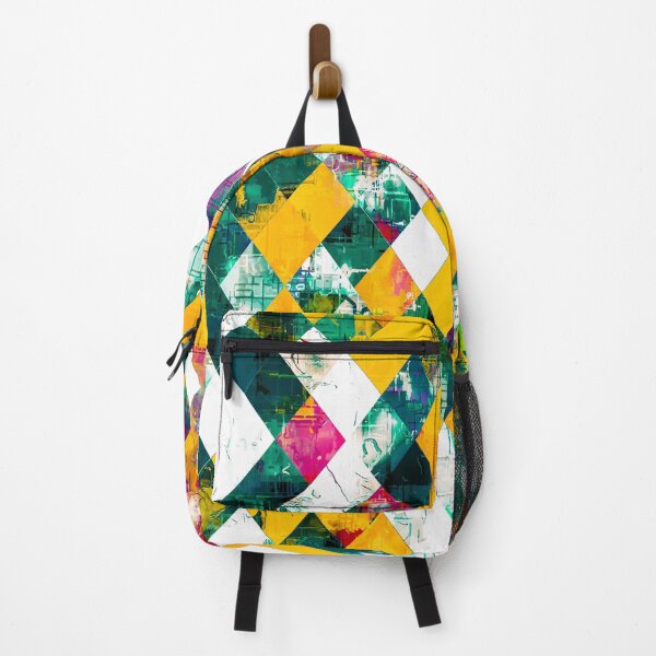 Item preview, geometric pixel square pattern abstract art in green and yellow designed and sold by Mrvell.