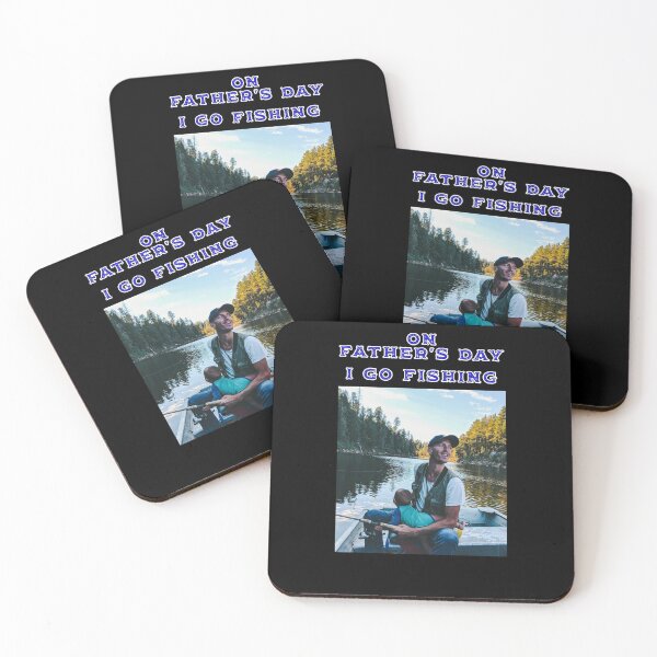 Item preview, On Fathers Day I Go Fishing Father and Baby in a Boat on the Water Black designed and sold by KeysTreasures.