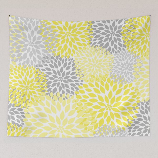 Item preview, Dahlia Floral - Yellow Gray designed and sold by Shelley Winters.