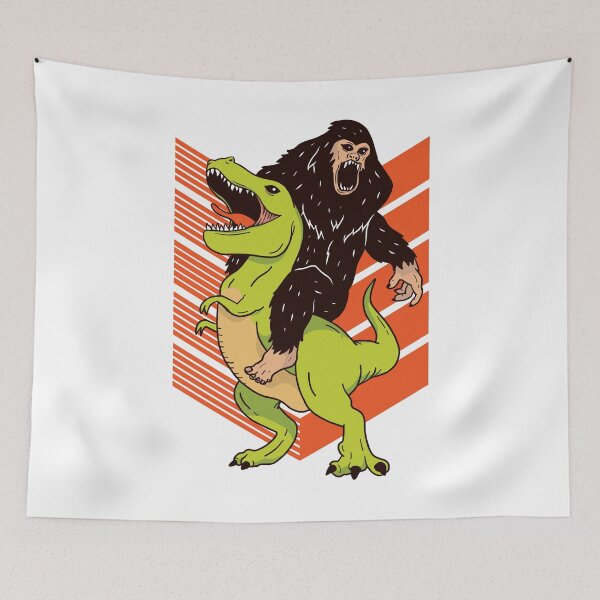 Item preview, Bigfoot Riding a T-Rex designed and sold by Hoiho Adventure Shirts.