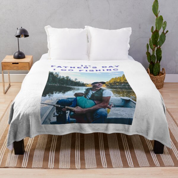 Item preview, 1st Fathers Day I Go Fishing Father and Cute Baby in a Boat on the Water Black designed and sold by KeysTreasures.
