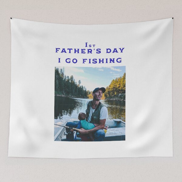Item preview, 1st Fathers Day I Go Fishing Father and Cute Baby in a Boat on the Water Black designed and sold by KeysTreasures.