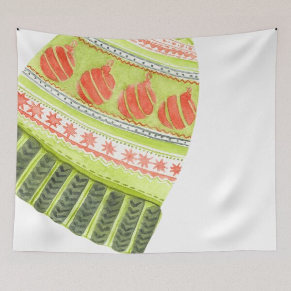 Item preview, Ornamented Red and Green Hat and Mittens designed and sold by paintingbetween.