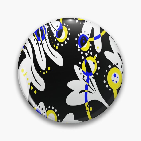 Item preview, Black and white flowers with blue and yellow designed and sold by Lori  Rosen.