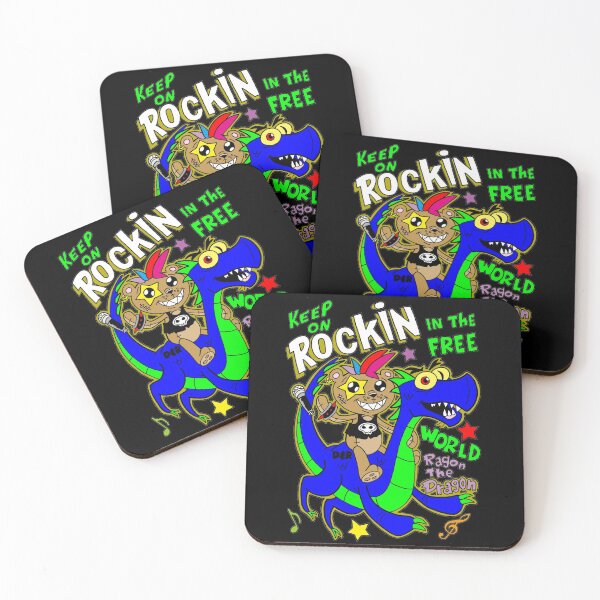 Item preview, KEEP ON ROCKIN IN THE FREE WORLD RAGON THE DRAGON AND STAR BEAR designed and sold by wacko41.