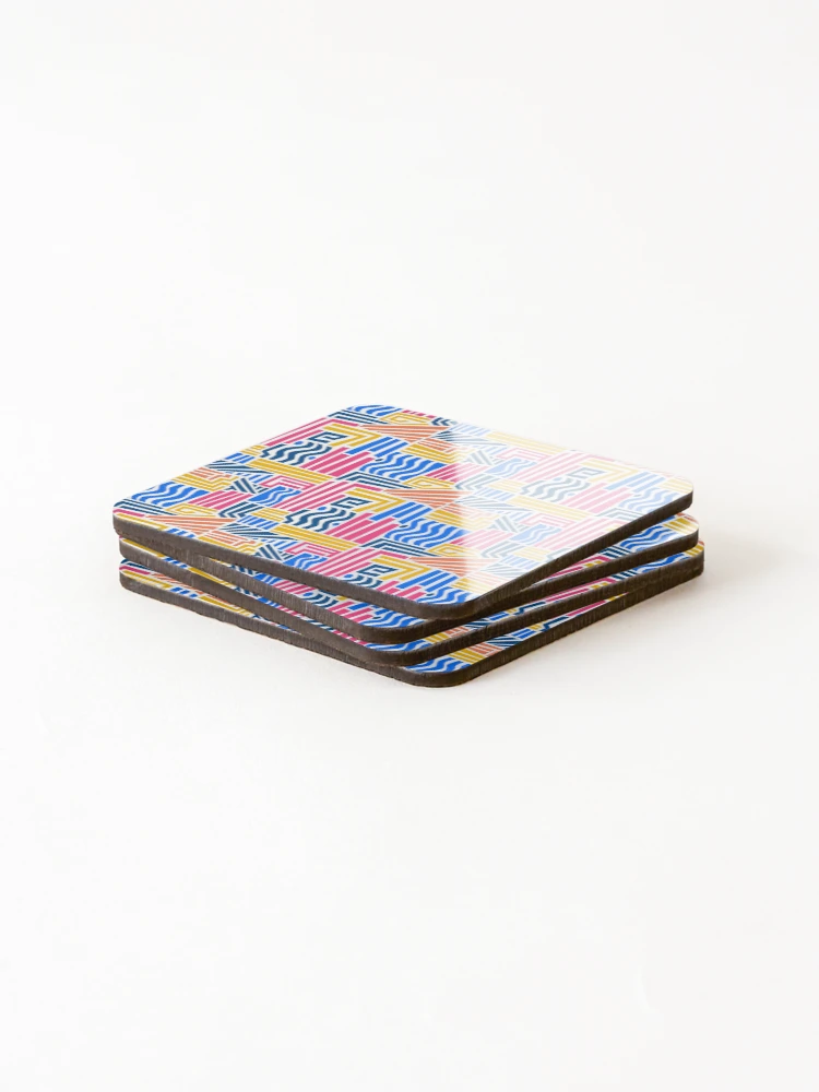 Thumbnail 4 of 5, Coasters (Set of 4), Hand Drawn Colorful Pattern 02 designed and sold by Nfty-Planet01.