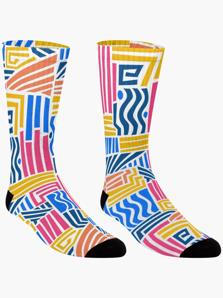 Thumbnail 3 of 5, Socks, Hand Drawn Colorful Pattern 02 designed and sold by Nfty-Planet01.