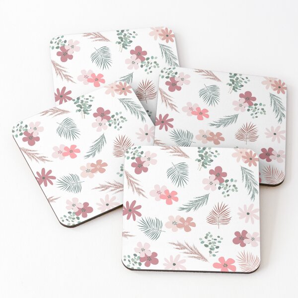 Item preview, Pastel pink floral boho design on white background designed and sold by KamTamDesigns11.