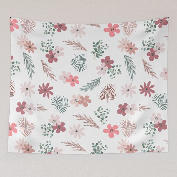 Item preview, Pastel pink floral boho design on white background designed and sold by KamTamDesigns11.