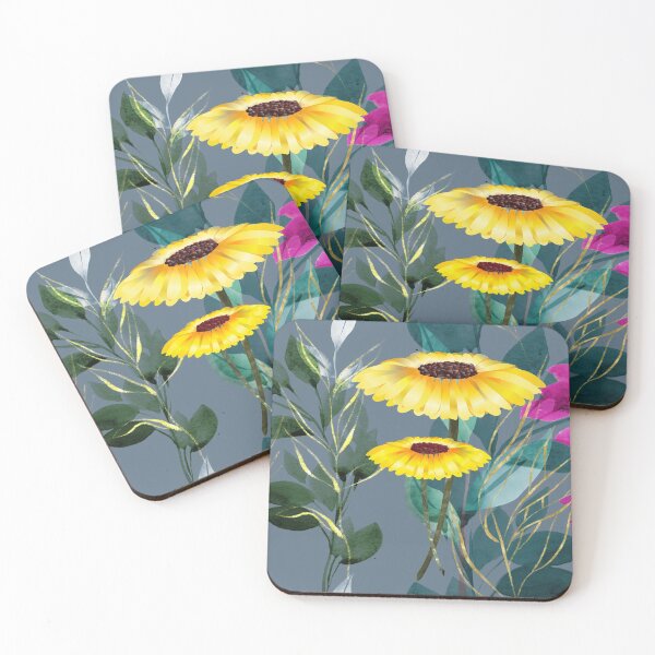 Item preview, William Morris and Van Gogh inspired fusion - Dusky gray blue and yellow.  Caroline Laursen Original  designed and sold by Caroline Laursen.