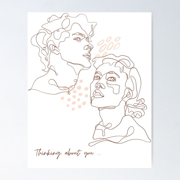Aperçu de l'œuvre t-shirt , thinking about you , gift , cadeau , amis , amour , femme , homme , créée et vendue par NOURnina.