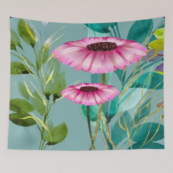 Item preview, William Morris and Van Gogh inspired fusion - Pink and Turquoise.  Caroline Laursen Original  designed and sold by Caroline Laursen.