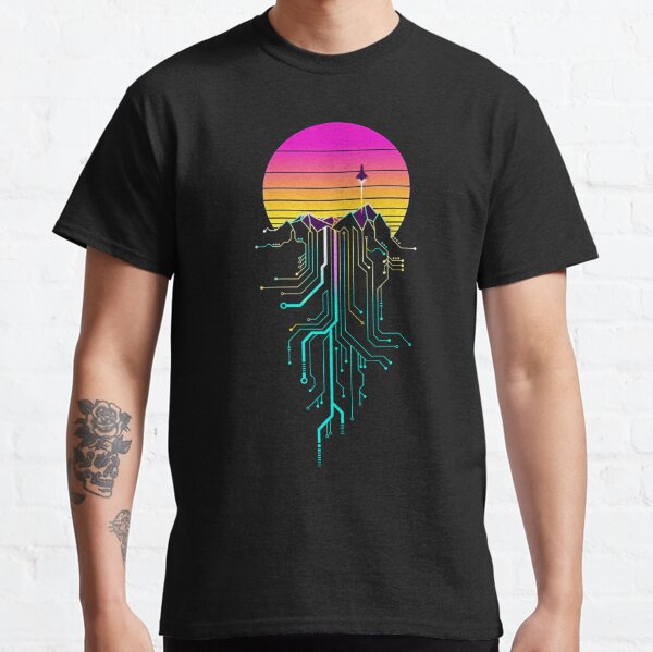 Amanecer de la montaña Synth Camiseta clásica