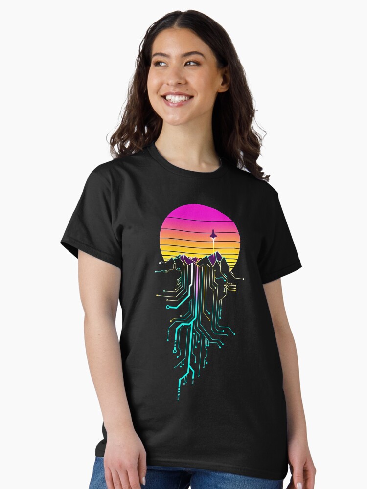 Thumbnail 1 of 7, Classic T-Shirt, Synth Mountain Sunrise designed and sold by forge22.