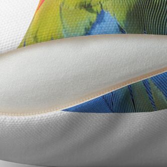 Alternate view of Scarlet Macaw Feathers Throw Pillow