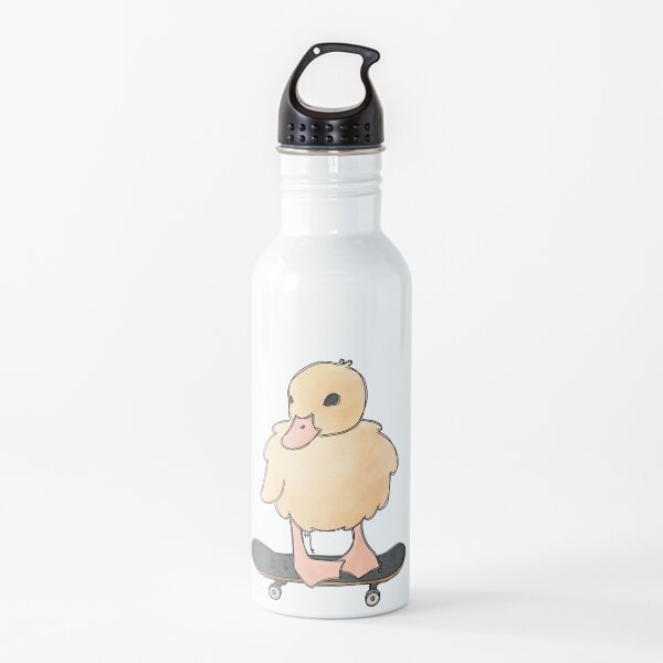 Duckling on a skateboard Water Bottle