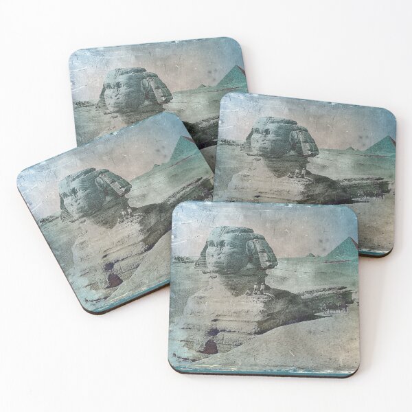 Item preview, Great Sphynx with Pyramid, Egypt - Distressed Retro Photograph designed and sold by Retro Art Factory.