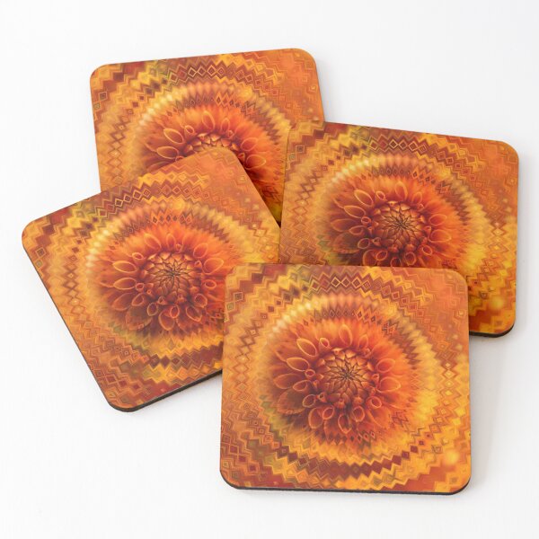 Aperçu de l'œuvre Conception de fractale de fleur orange vif créée et vendue par EarthArtDesigns.