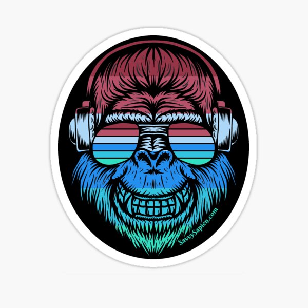 Copy of SavvySapien - Cool Monkey, Rainbows, Smiles, Bigfoot, Happy Ape, Savvy? Sticker