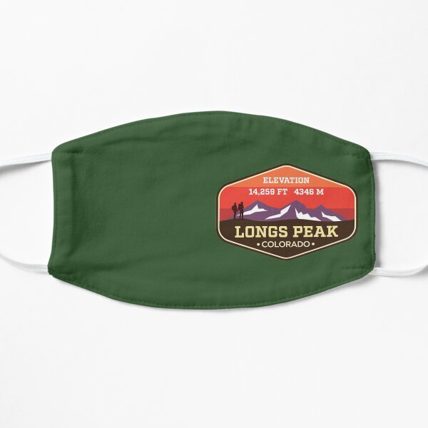 Longs Peak Colorado - 14er colorful badge Flat Mask