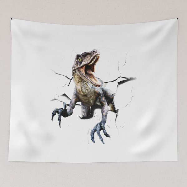 Item preview, Funny Raptor Dinosaur Poking Head, Cracked Wall designed and sold by SkylerJHill.