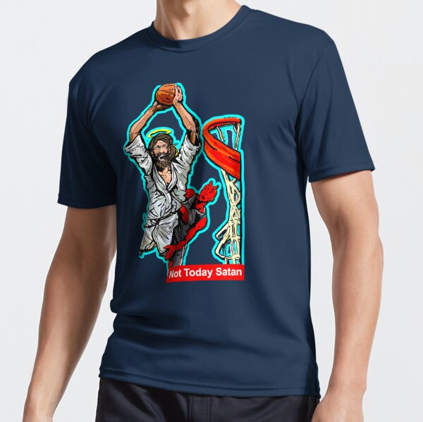 Oldskool Shirts Religion Not Today Satan Jesus Slam Dunk The Devil Basketball Parody Shirt